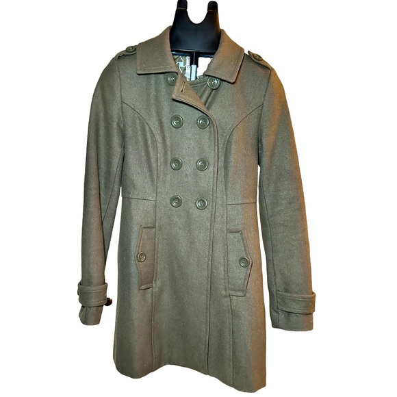 Anthropologie Jackets & Blazers - Anthropologie Tulle Wool Pea Coat Army Green Women's L